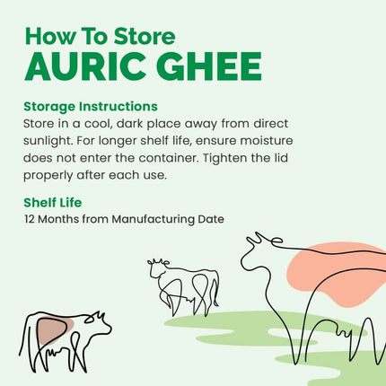 Auric A2 Bilona Desi Cow Ghee - Pure Brijwasi Ghee - Bilona Curd Churned