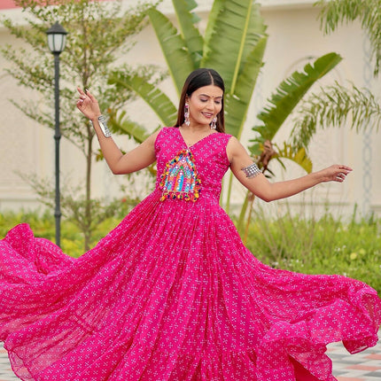 Aastha Fashion Magenta Faux Georgette Party Wear Designer Gown Collection