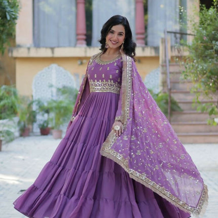 Aastha Fashion Onion Star Georgette Embroidery Party Wear Designer Gown