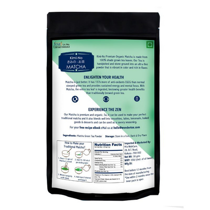 Wishcare Kimino Japanese Organic Premium Grade Matcha Green Tea Powder