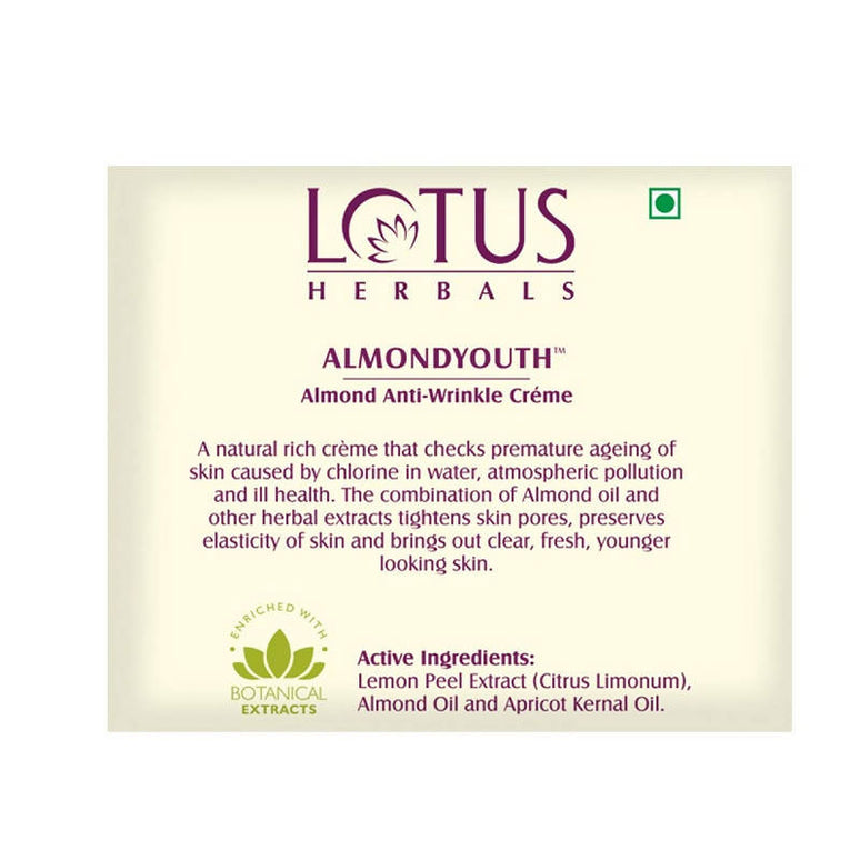 Lotus Herbals Almondyouth Almond Anti-Wrinkle Cream - Limited Time Offer