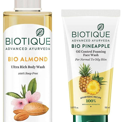 Biotique Bio Almond Body Wash And Bio Pineapple Face Wash