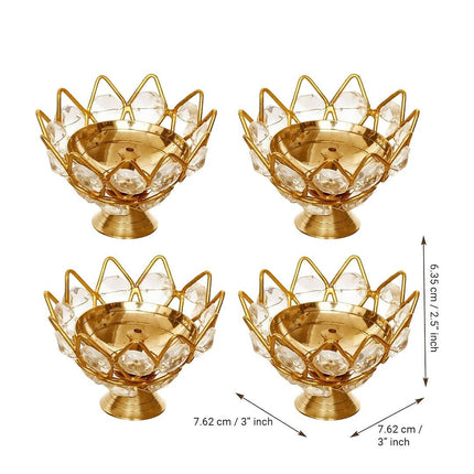 eCraftIndia Lotus Shape Crystal Diya