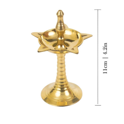 Spillbox Gold Toned Brass Textured Small Kuthu Vilakku Diya