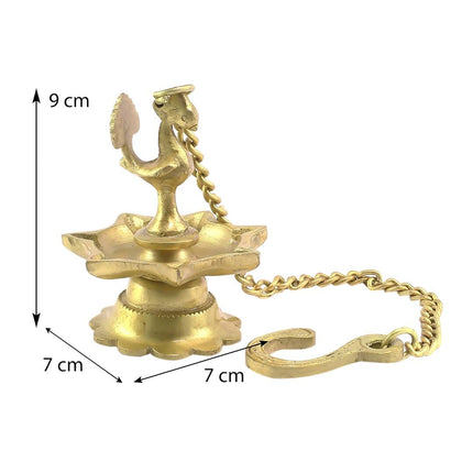 eCraftIndia Gold-Toned Peacock Shaped Hanging Oil Wick Diya