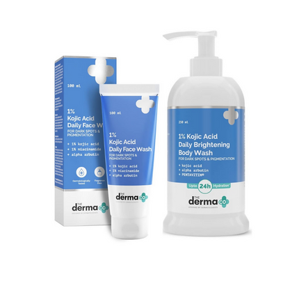 The Derma Co 1% Kojic Acid Face Wash & Daily Brightening Body Wash Combo