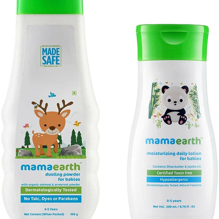 Mamaearth Daily Moisturizing Lotion & Dusting Powder with Organic Oatmeal & Arrowroot Powder for Babies