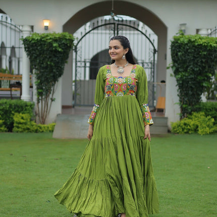 Aastha Fashion Green Rayon Party Wear Designer Gown Collection