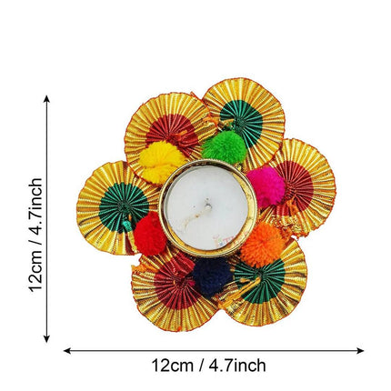 Tied Ribbons Multi Set of 6 Diwali Decoartion Flower Tealight Candle Holder