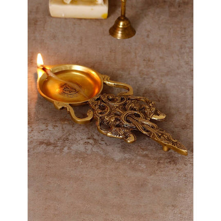 eCraftIndia Gold-Toned Carved Diya