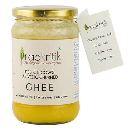 Praakritik Natural Desi Gir Cow A2 Ghee | Organic Grassfed - Vegetarian GMO Free Lactose Free - Cow Ghee