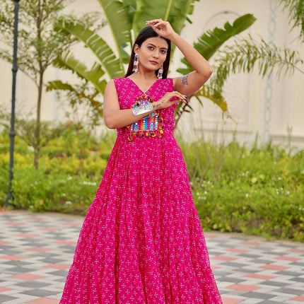 Aastha Fashion Magenta Faux Georgette Party Wear Designer Gown Collection