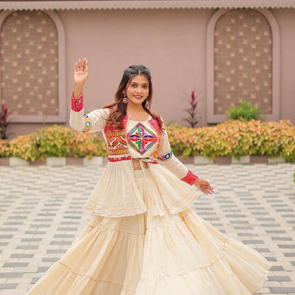 Aastha Fashion Off White Pure cotton Designer Navratri Lehenga Choli Collection