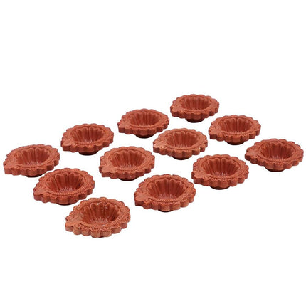 Tied Ribbons Brown Set of 12 Handmade Clay Terracotta Diyas