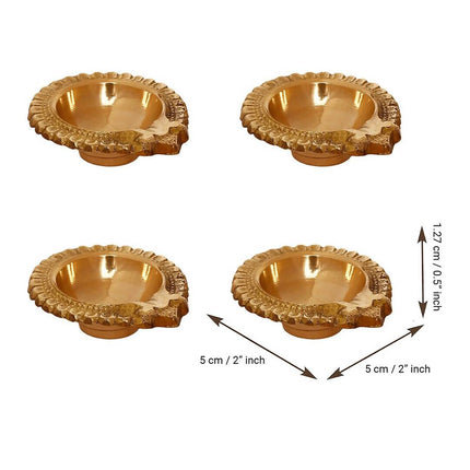 eCraftIndia Set of 4 Handcrafted Brass Diyas
