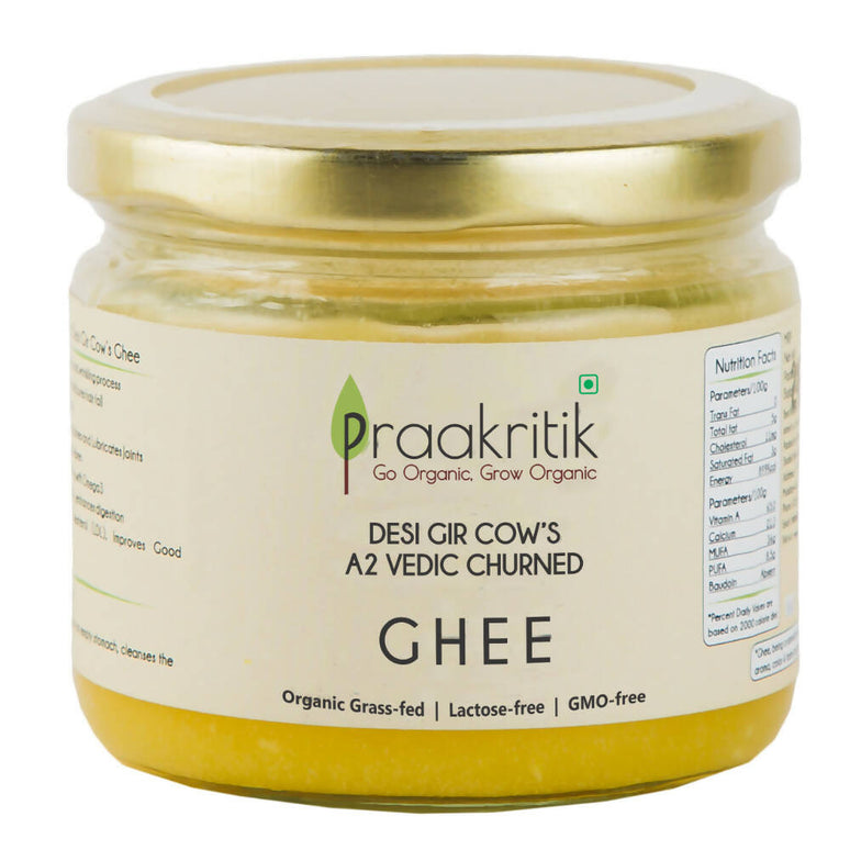 Praakritik Natural Desi Gir Cow A2 Ghee | Organic Grassfed - Vegetarian GMO Free Lactose Free - Cow Ghee