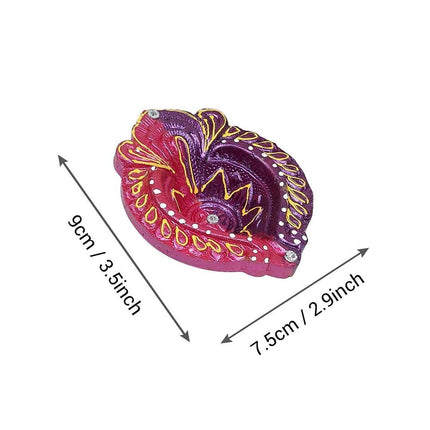 Tied Ribbons Set of 4 Red & Violet Textured Terracotta Diyas