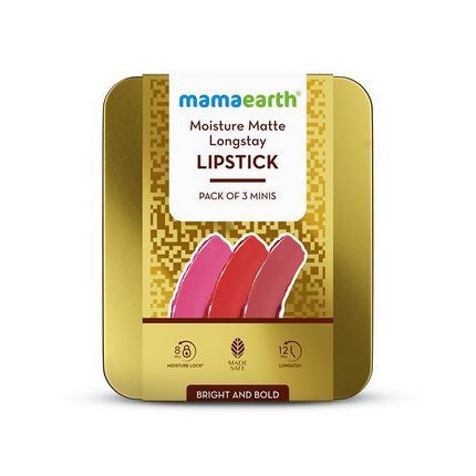 Mamaearth Moisture Matte Long Stay Lipstick Gift Set - Bright and Bold - Limited Time Offer