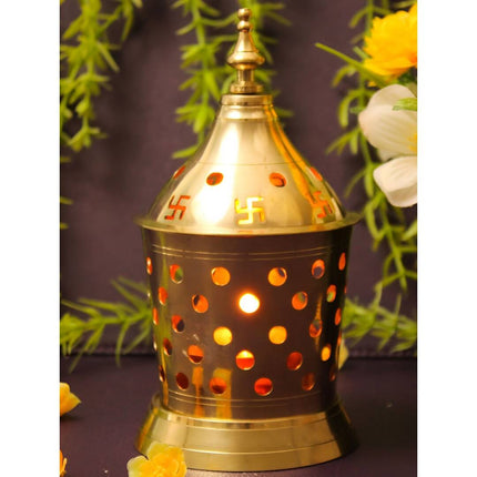 Spillbox Gold-Toned Brass Amar Lamp Pooja Essential
