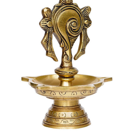 eCraftIndia Gold-Toned Shankha Handcrafted Diya with 5 wicks