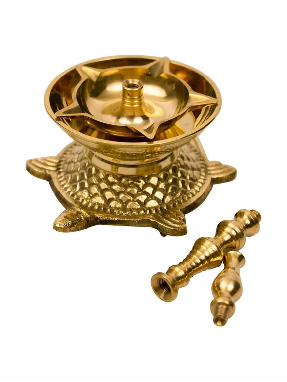 Spillbox Gold-Toned Brass Kachua Fancy Diya Pooja Essential