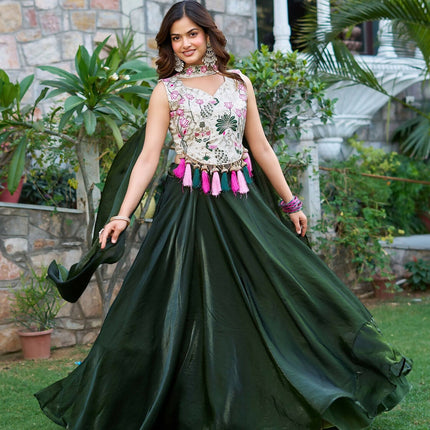 Aastha Fashion Green Pure Fendy silk Designer Lehenga Choli Collection