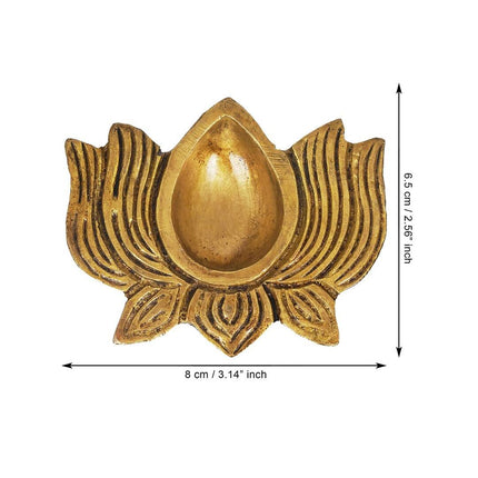 eCraftIndia Gold Toned Lotus Shaped Traditional Brass Diya