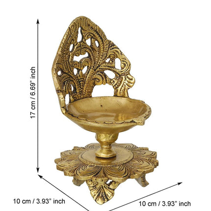 eCraftIndia Golden Decorative Handcrafted Brass Diya Stand