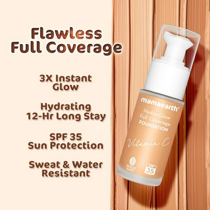 Mamaearth Hydra-Glow Full Coverage Foundation With Vitamin C & Turmeric - Creme Glow - Limited Time Offer