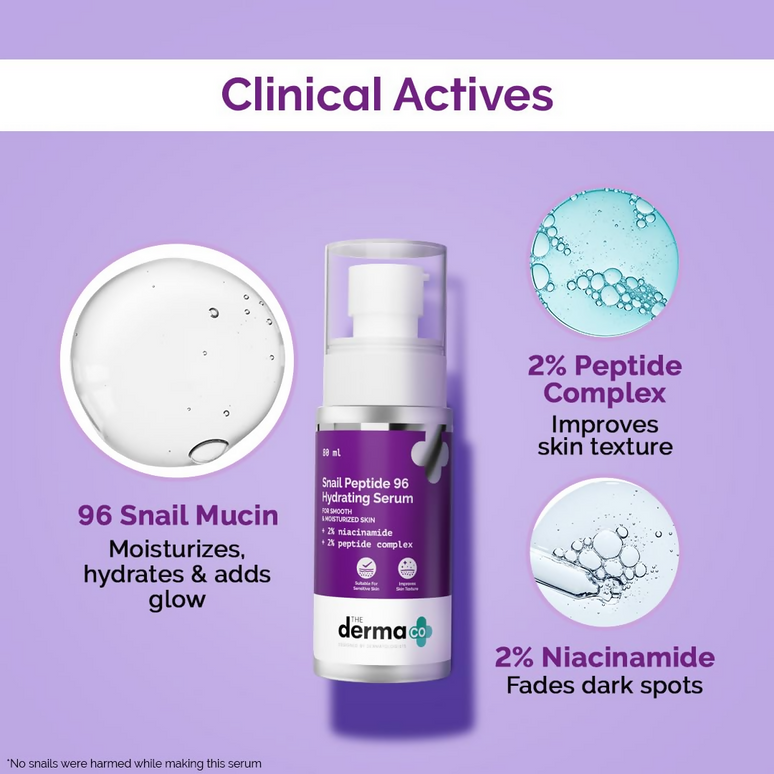 The Derma Co Snail Peptide 96 Hydrating Serum With Niacinamide & Peptide Complex For Smooth & Moisturized Skin