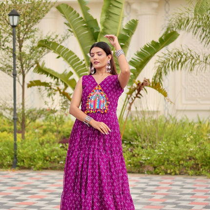 Aastha Fashion Purple Faux Georgette Party Wear Designer Gown Collection