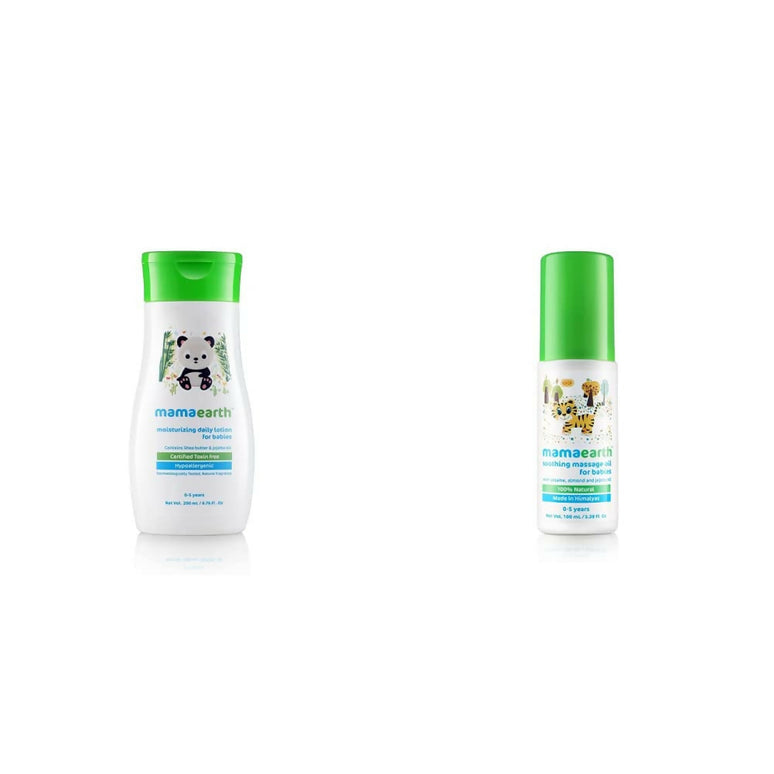 Mamaearth Daily Moisturizing Lotion & Soothing Baby Massage Oil, With Sesame, Almond & Jojoba Oil