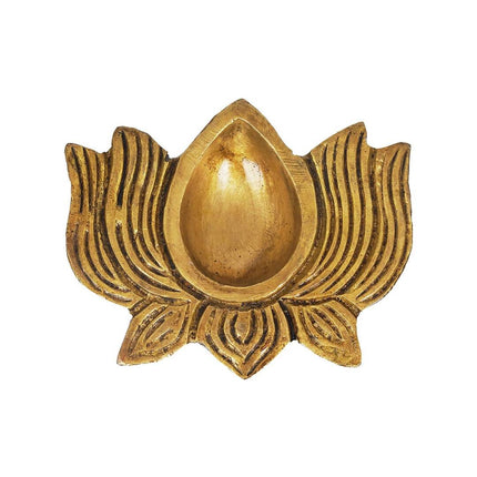 eCraftIndia Gold Toned Lotus Shaped Traditional Brass Diya