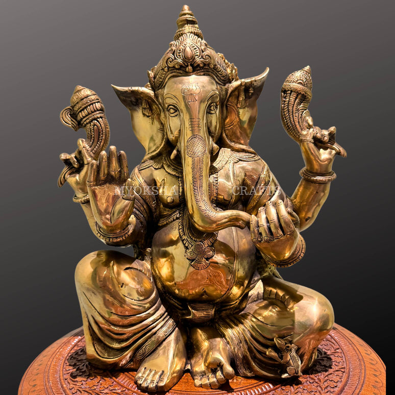 Brass Sitting Ganesha Statue