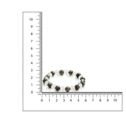 Clear Quatrz & Pyrite Black and White Beads Bracelet - Ruby Raang