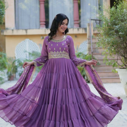 Aastha Fashion Onion Star Georgette Embroidery Party Wear Designer Gown