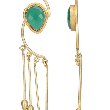 Joban Fashion Women Green Stone Matte Gold Earrings