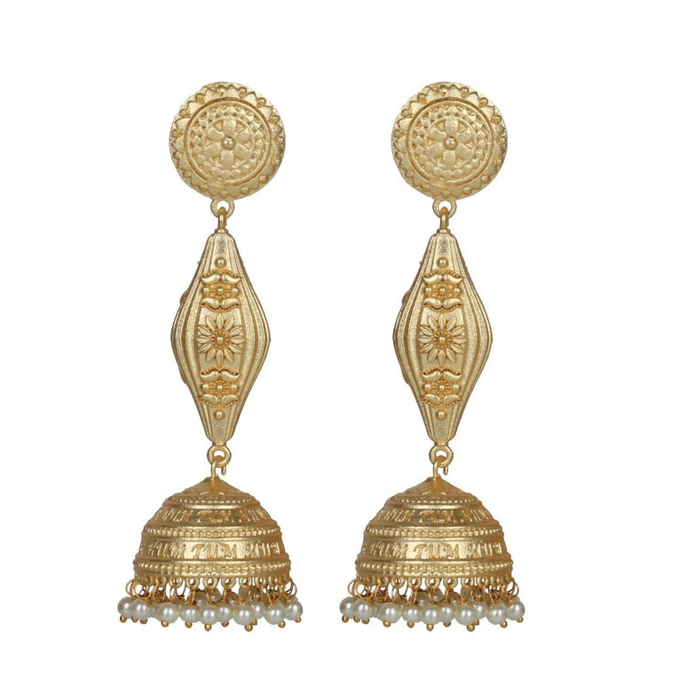 Joban Fashion Women Matte Gold Brass Jhumka