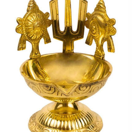 Spillbox Gold-Toned Brass Namah Kuber Diya Pooja Essential