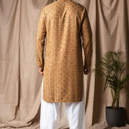 Occur Yellow Rayon Thread Embroidery Work Kurta Set - Mahotsav