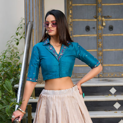 Lorenvalley Fashion Offwhite Tussar Silk Floral Print Lehenga Choli