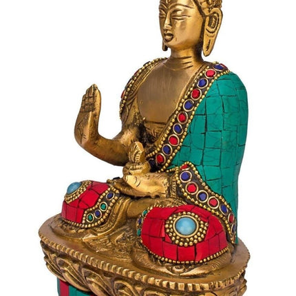 Artvarko Brass Buddha Vitarka Statue Multicolor