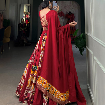 Lorenvalley Fashion Maroon Rayon With Printed Silk Lehenga Choli with Dupatta