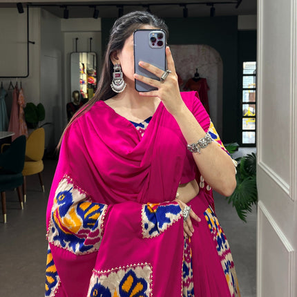 Lorenvalley Fashion Pink Rayon With Printed Silk Lehenga Choli with Dupatta