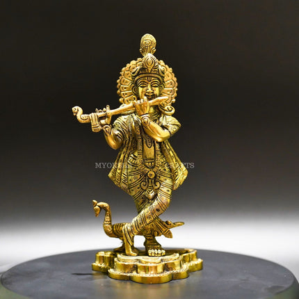 Divine Grace: Krishna Standing Brass Idol - Bringing the Spiritual Presence of Krishna