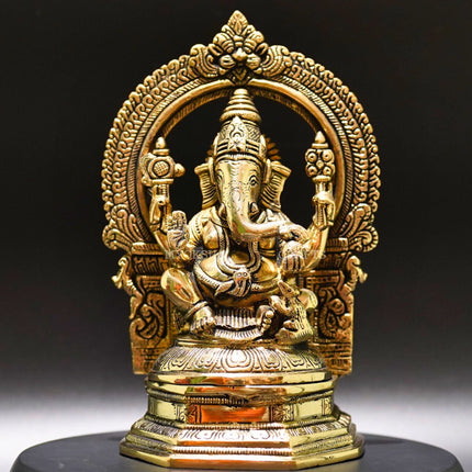 Brass Ganesha Idol - Divine Remover of Obstacles and Bestower of Fortune