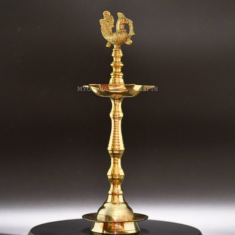 Brass Peacock Diya - Divine Illumination for Homes