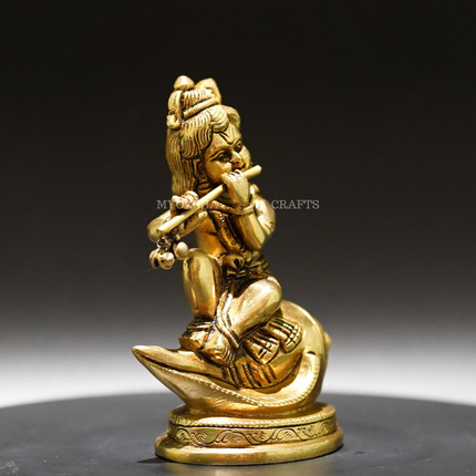 Brass Shank Krishna - Divine Flute Player for Spiritual Seekers