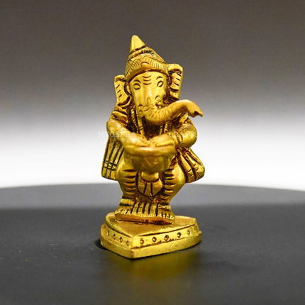 Ganesha Playing Drums Brass Idol – Perfect for Devotees