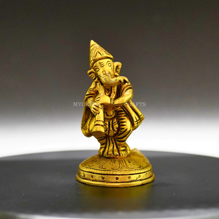 Ganesha Playing Shehnai Brass Idol - Invoking Prosperity and Harmony in Your Home